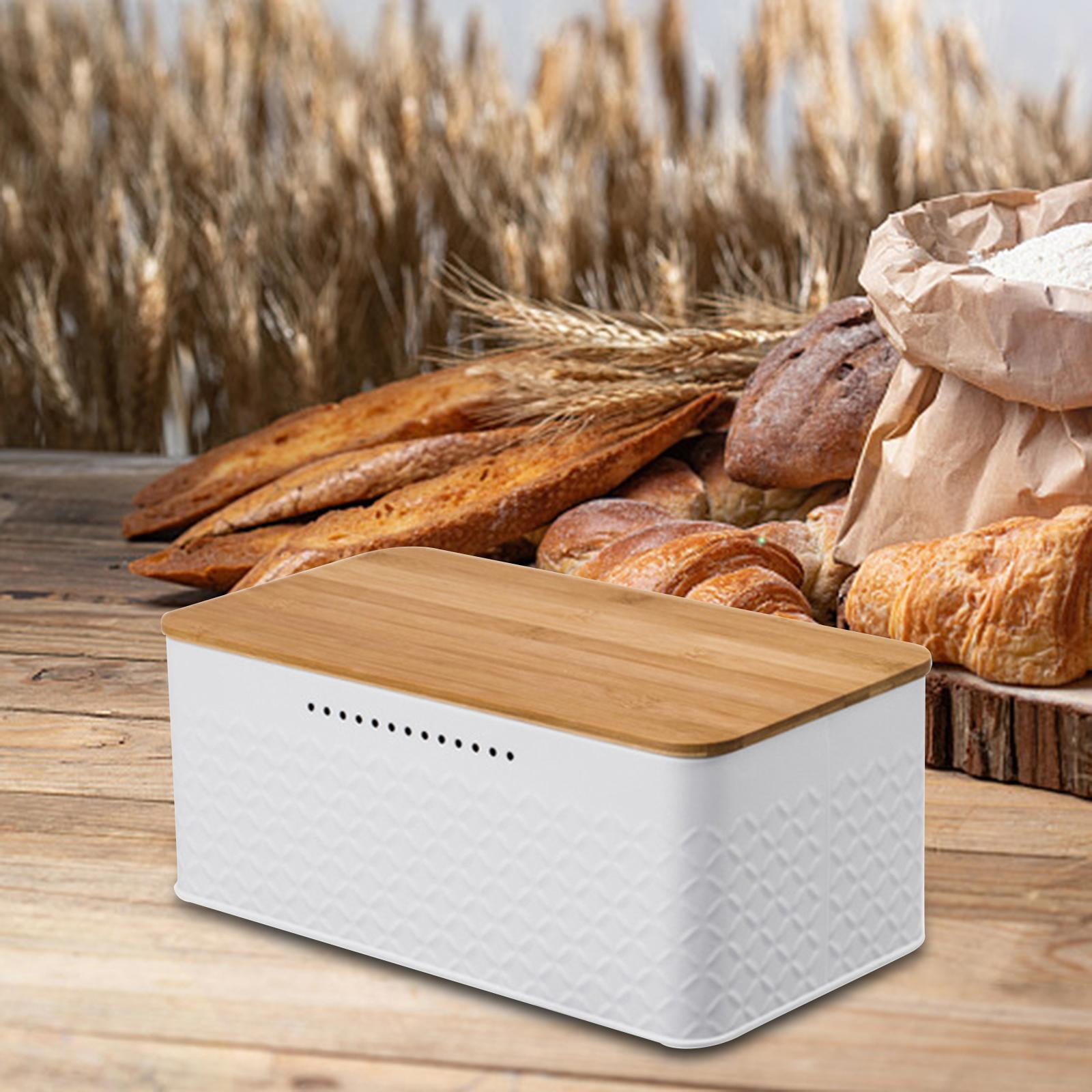 Metal Bread Box with Lid Food Container Nuts Canisters Box Bread Bin ...